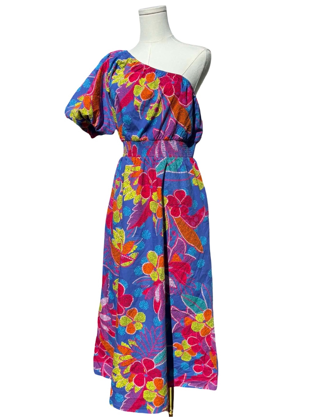 Sugarlips Amazonia Blue Bridgette One Shoulder Midi Dress - Picture 2 of 13